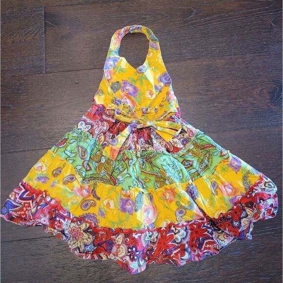 Mariachi Halter Dress Colorful 2T Tiered Crochet Details - Picture 5 of 5